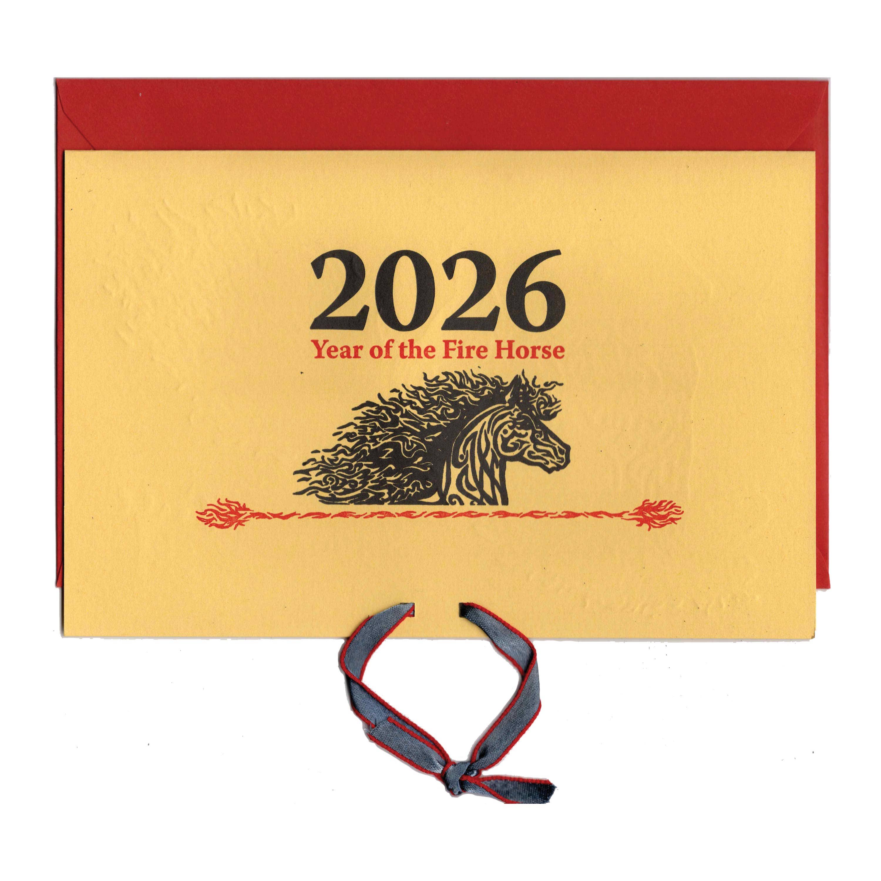 Dandy Lion Press - Wholesale Everyday Greeting Card - Year of the Fire Horse Calendar Card Chinese New Years Card1