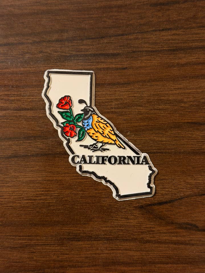 Imán de goma vintage de California (Codorniz del Valle y flores) para venta al por mayor de 5801 Print House