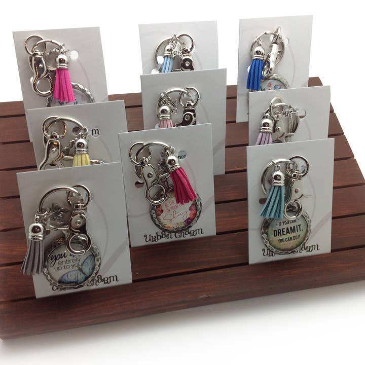 25 Best Selling Keychains & Necklaces with Display for wholesale by Urban Charm