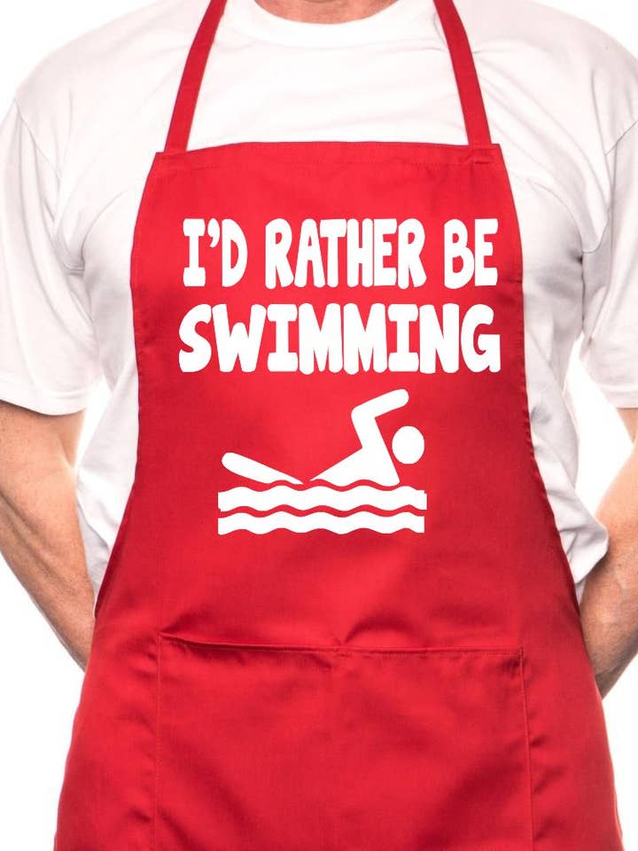 I'd Rather Be Swimming BBQ Cooking Apron for wholesale by Print4U