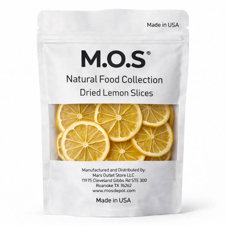 M.O.S Tørrede Citronskiver 2 oz – Usødede Dehydrerede Citronhjul, Fremstillet i USA, Ingen Tilføjet Sukker, Vegansk & Glutenfri Citrussnack for engroshandel hos Mars Outlet Store LLC