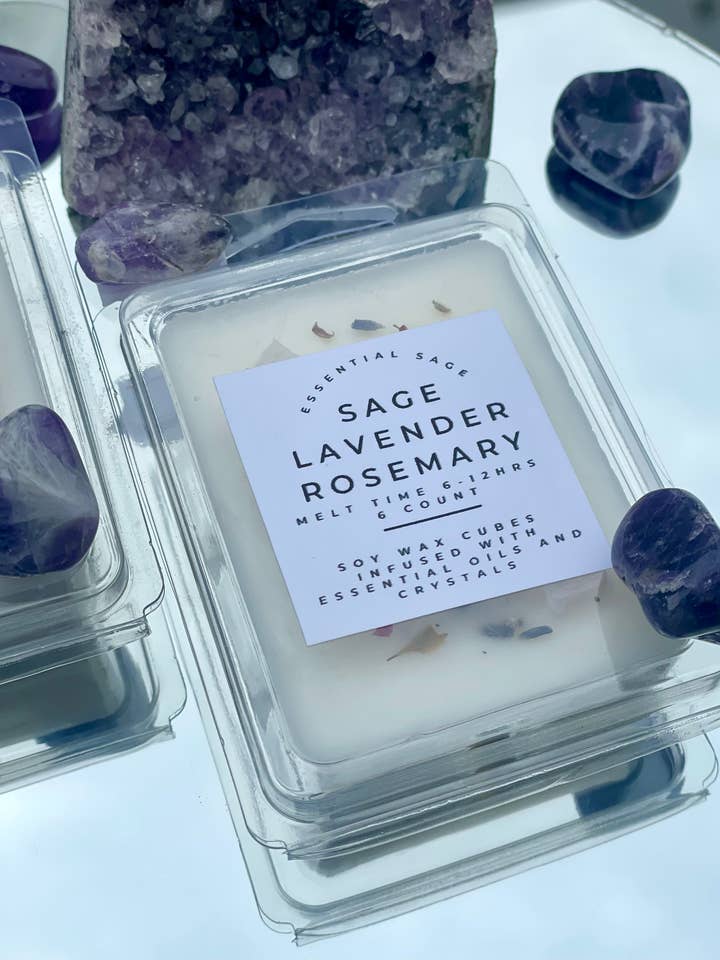 Wax Melts with Crystals and Herbs for wholesale by Essential Sage