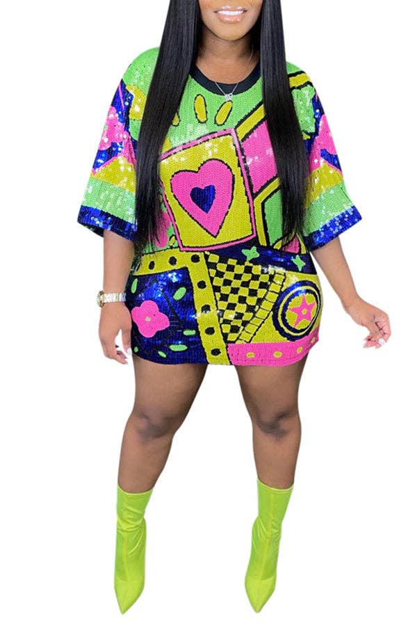 MB Fashion Wholesale - Wholesale Dress - Women's - MB FASHION SEQUIN MINI SHIRT LOOSE DRESS 9984LY5