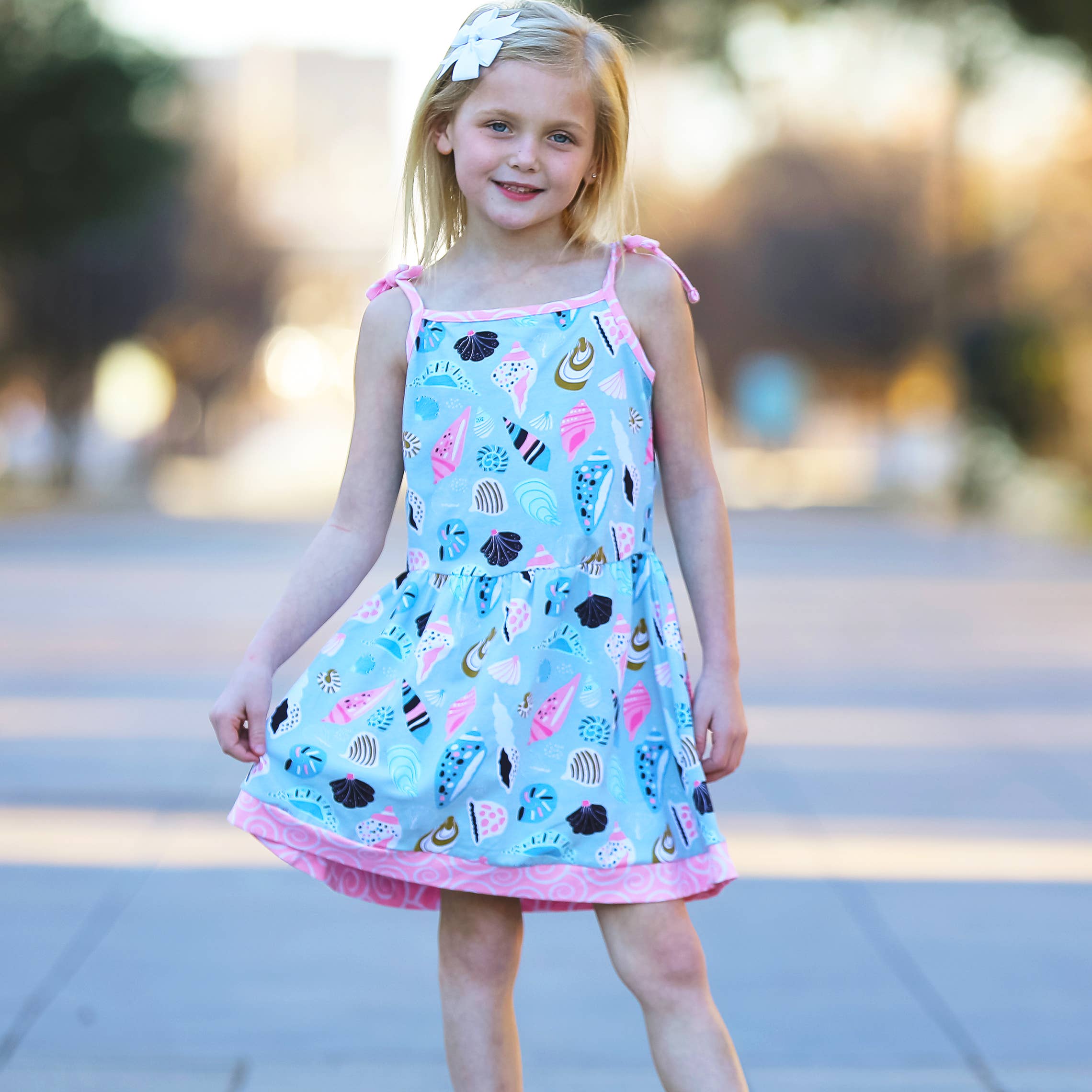 AnnLoren - Wholesale Dress - Kids - Girls Seashells Spaghetti Straps Cotton Beach Sun Dress2