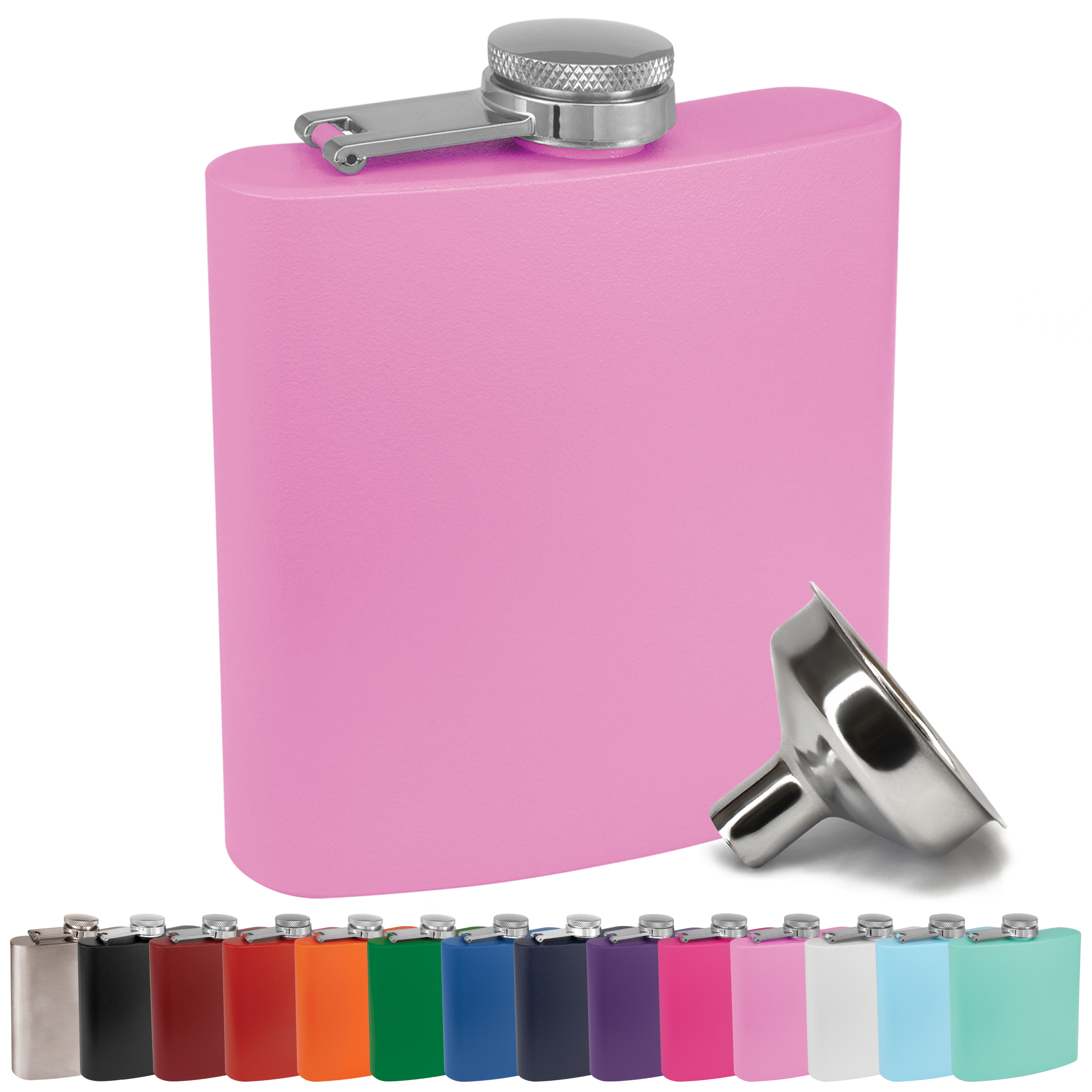 Clear Water Home Goods - Vente Flasque - Flacon à hanche en acier inoxydable de 6 oz avec entonnoir | Flacon revêtu de poudre29