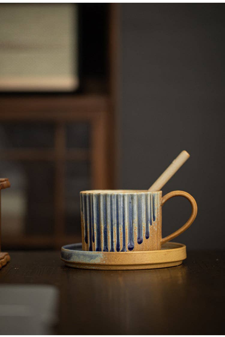 Gohobi （We cover U.S. import duties） - Wholesale Coffee Mug - Gohobi Japanese Style Ceramic Coffee Mug with Saucer Set 00719