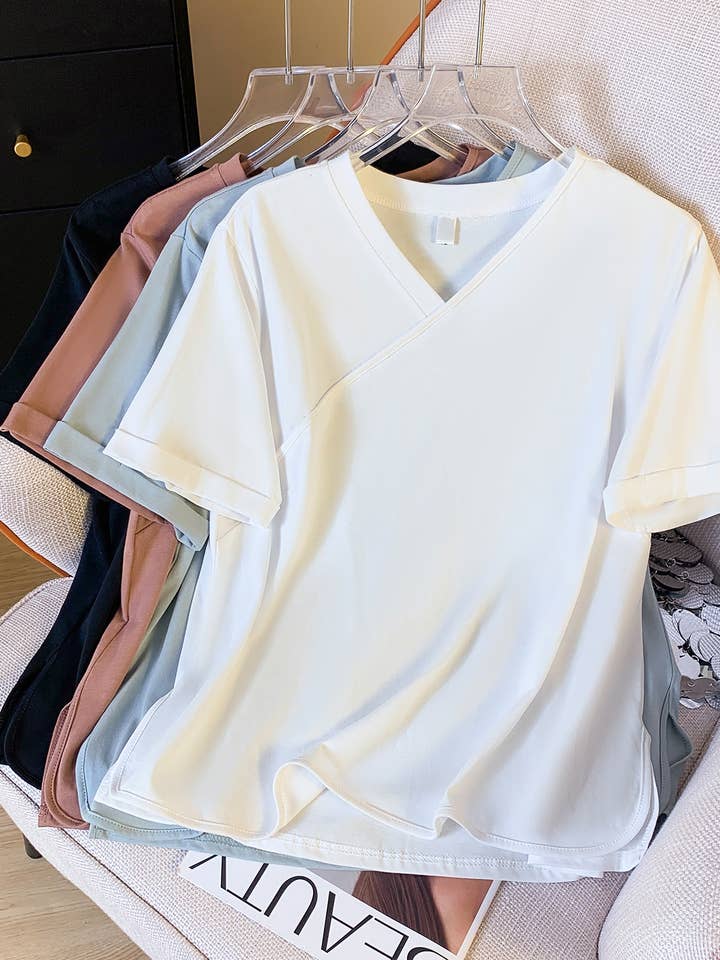 T-shirt à manches courtes polyvalent en tricot rétro pour la vente par Whisper Mint