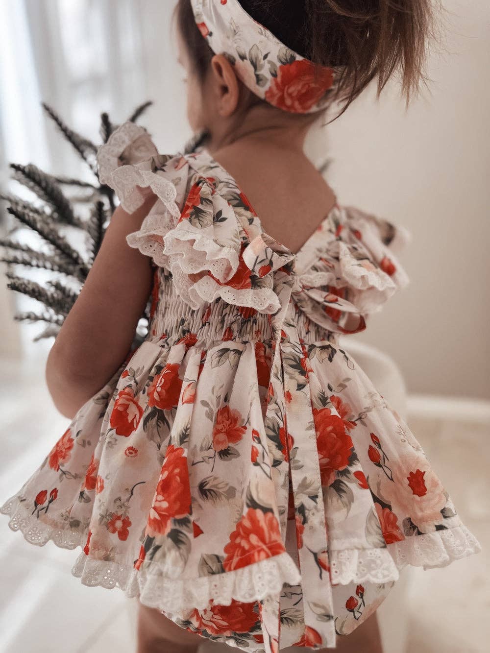 A Little Lacey - Vente Barboteuse – bébé - Barboteuse de Noël florale pour bébé fille Olive8