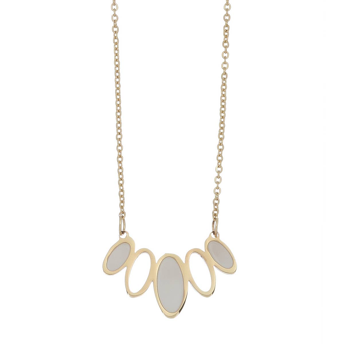 Blanco' Oferta - Collar Cleo hipoalergénico de acero inoxidable recortado de venta al por mayor en Faire0