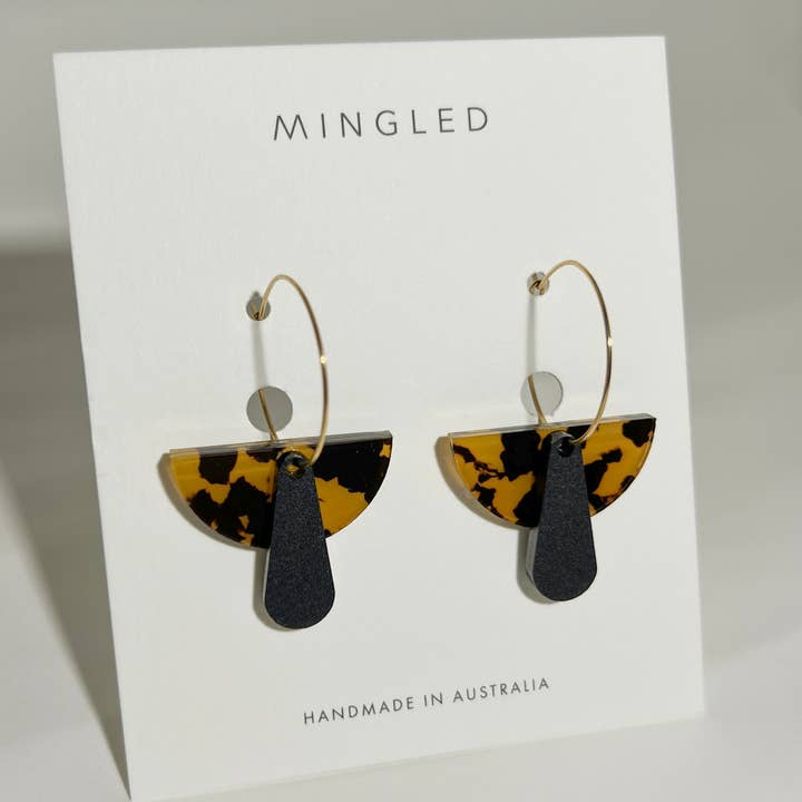 Deco Hoop - Honey Tortoise Shell and Matte Black for wholesale by Mingled