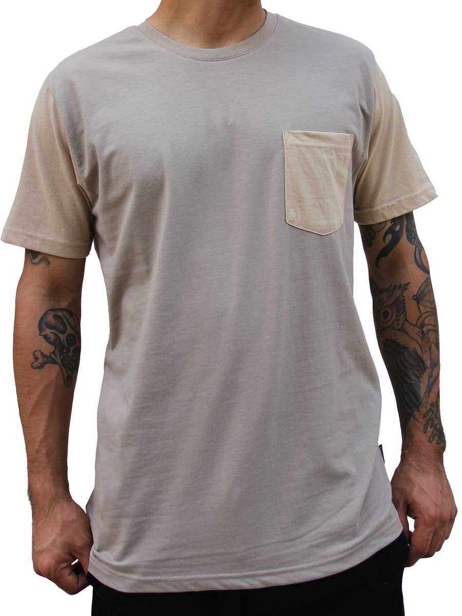Dikotomy – T-shirt – Homem por atacado – RICO BLOCO DE COR TRIPULAÇÃO PESCOÇO TEE SKU: W2377-000118