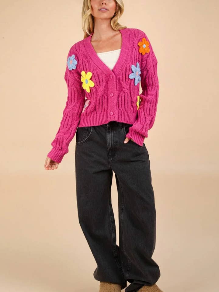 Plus power flower cardigan for wholesale by wolfjensen wholesale