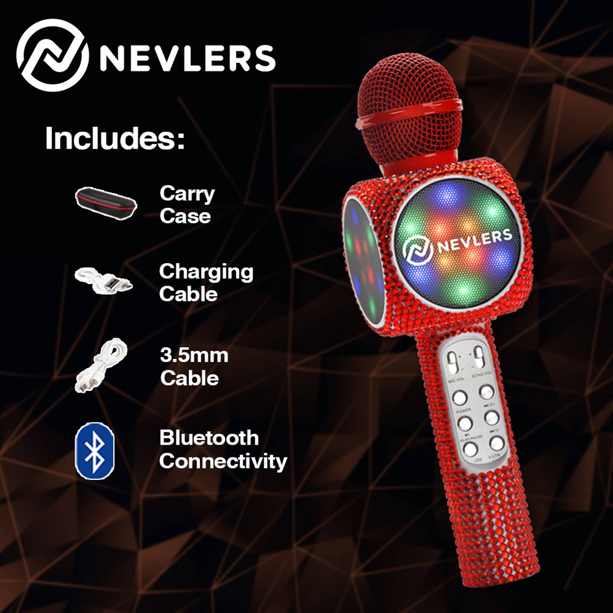 Nevlers – wholesale Speakers – Nevlers Voice Changing Karaoke Microphone - Red Bling8