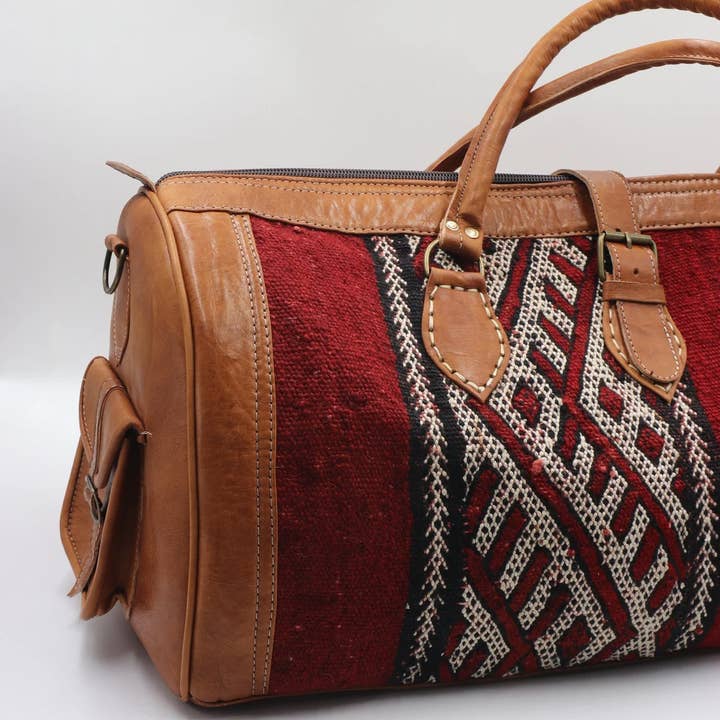 Melecraft - Venta al por mayor Bolsa de viaje - Mujer - Bolsa de viaje kilim de cuero marroquí estilo hipster5