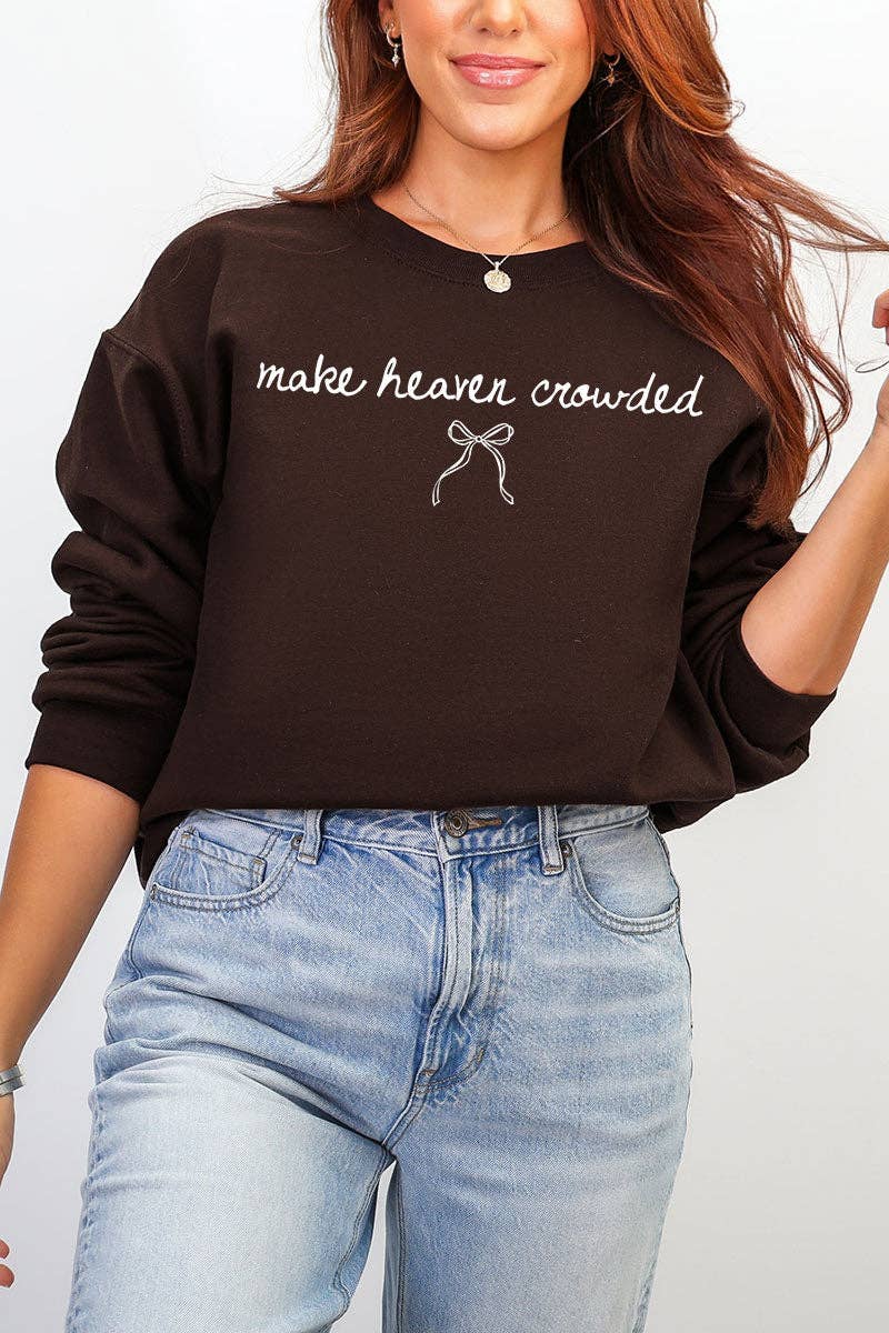 Wholesale Accessory Market - Vente Sweat-shirt à imprimés – femme - Sweat-shirt en molleton épais à col rond "White Make Heaven Crowded Coquette".1