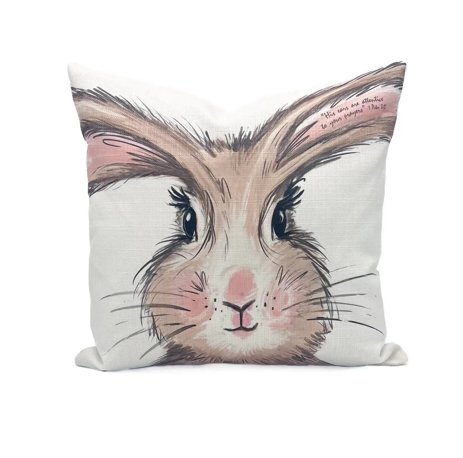 Rachel Brooks Design, LLC – Großhandel Zierkissen – Osterkissen "All Ears Bunny" mit Schriftstellenverweis - Oster-Wurfkissen0