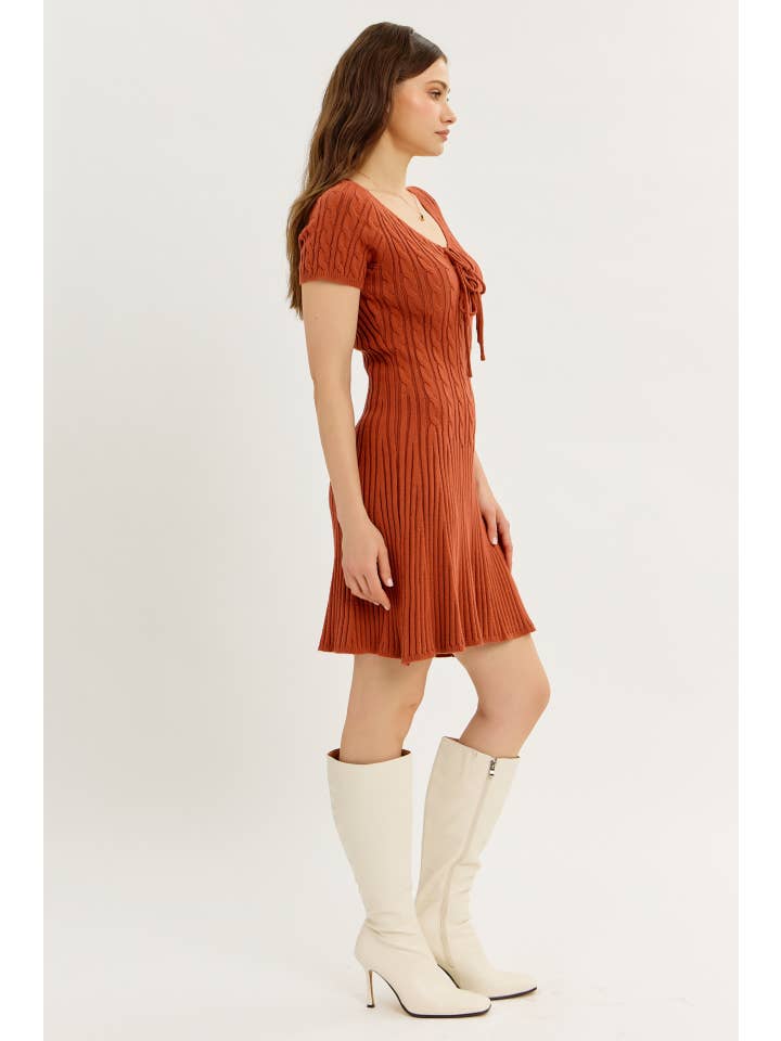 idem ditto - Wholesale Dress - Women's - BODY HUGGING FLIRTY CABLE KNIT SWEATER MINI DRESS8