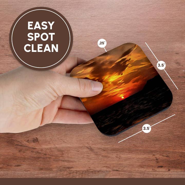 3dRose - Wholesale Coasters - 3dRose, Burned Horizons Sunset Over The Aegean Painting, Coaster13
