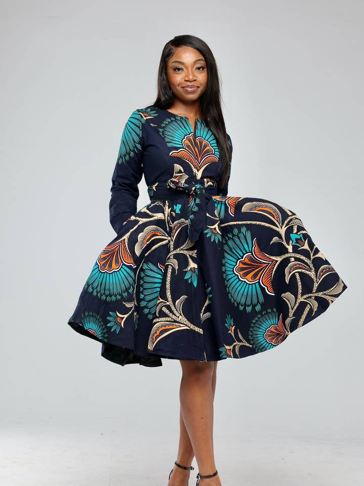 Vestido feminino Awolowo com estampa africana por atacado de Ray Darten