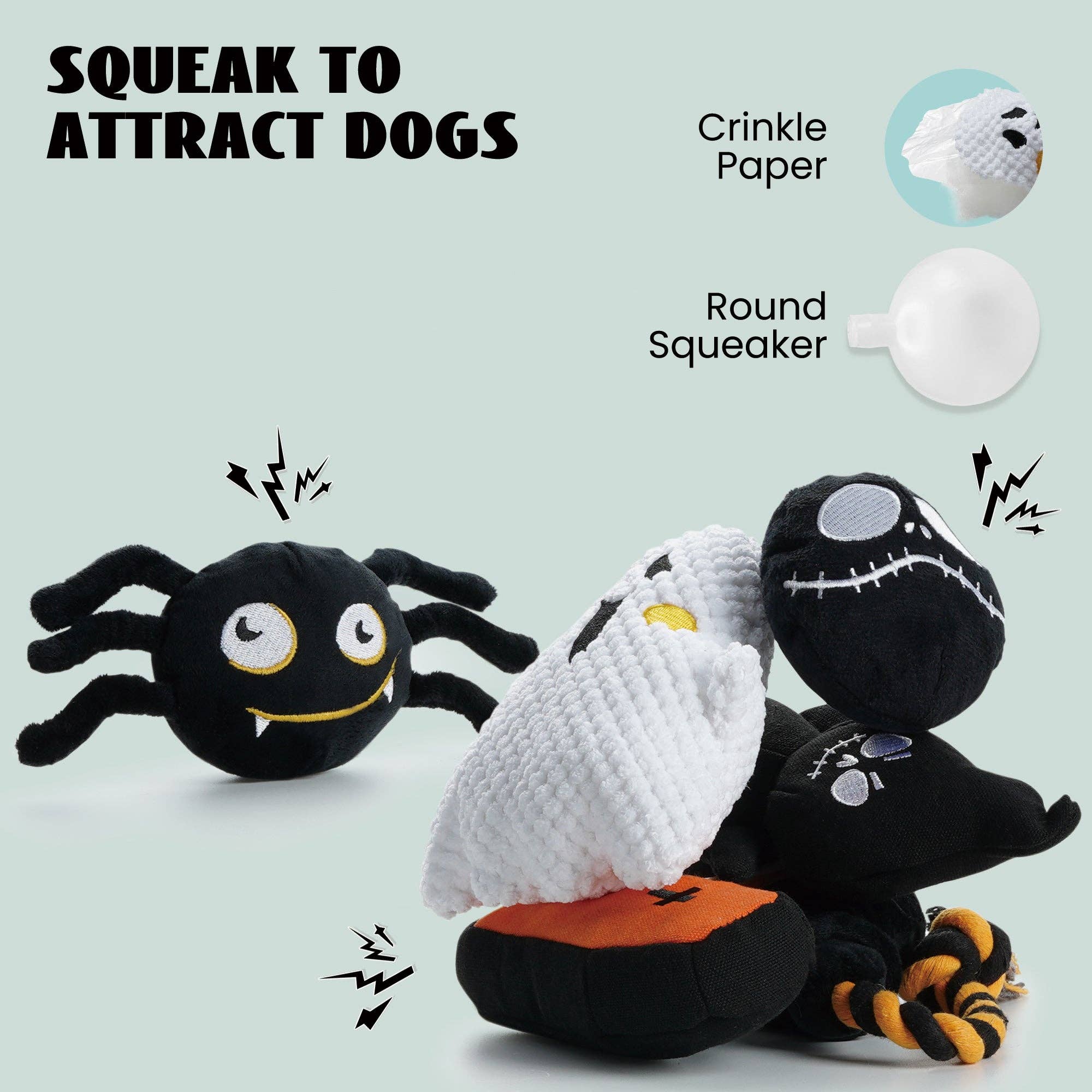 Nocciola - Wholesale Pet Squeaky Toy - Dog - Nocciola 6 PCS Halloween Dog Squeaky Toys for Aggressive chewers2