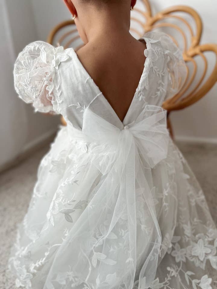 A Little Lacey - Wholesale Dress - Kids - Vienna Girls White Embroidered Dress