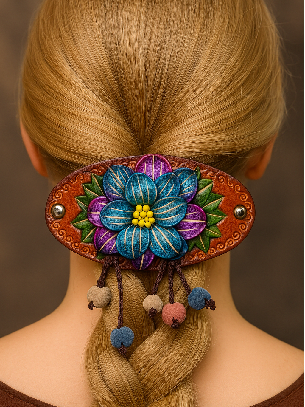 Sunflower Handmade leather inc - Wholesale Barrette - Women's - Handmade Leather Barrette for Women - G4763
