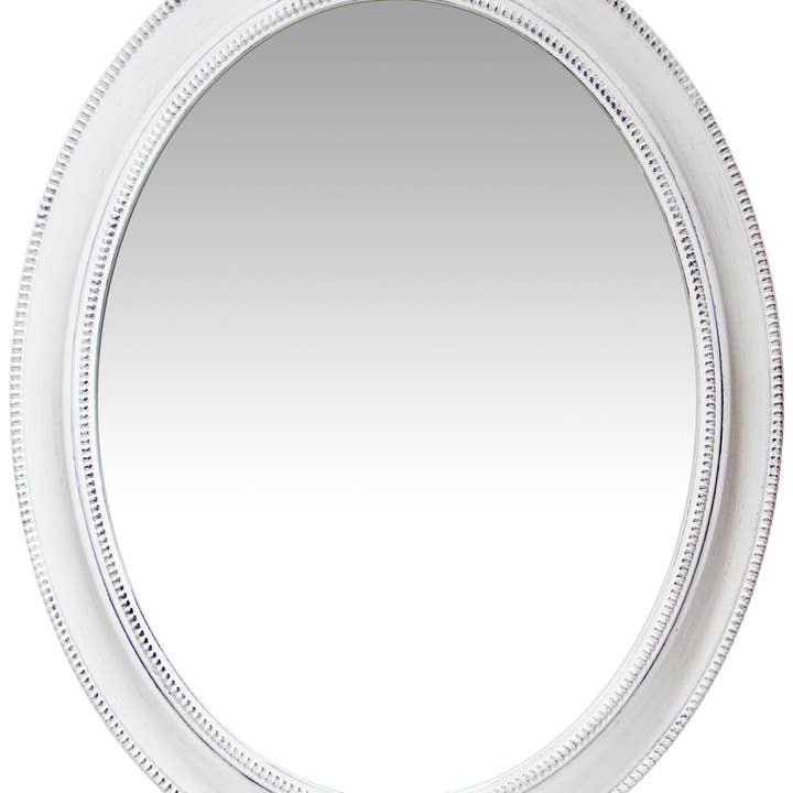 Victorian Oval Aged White Wall Décor Mirror 30 Inch for wholesale by Infinity Instruments
