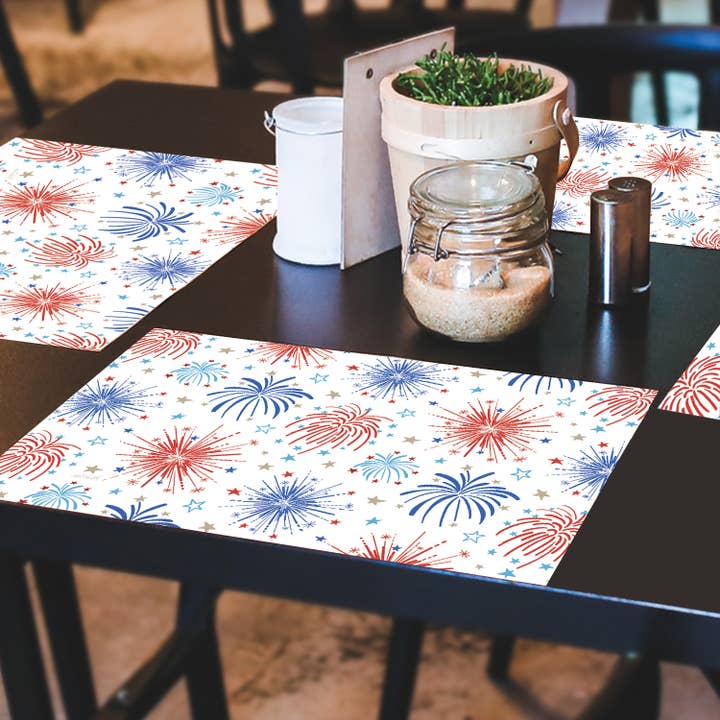 CounterArt/Highland Home/Thirstystone/CoasterStone - Wholesale Disposable Placemat - "Star Spangled" Premium Paper Stock Placemats 24 Sheet