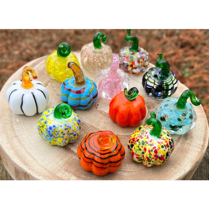 Glass Pumpkin Collectible Sitter Miniature Figurine for wholesale by SHOPGIVECOURAGE