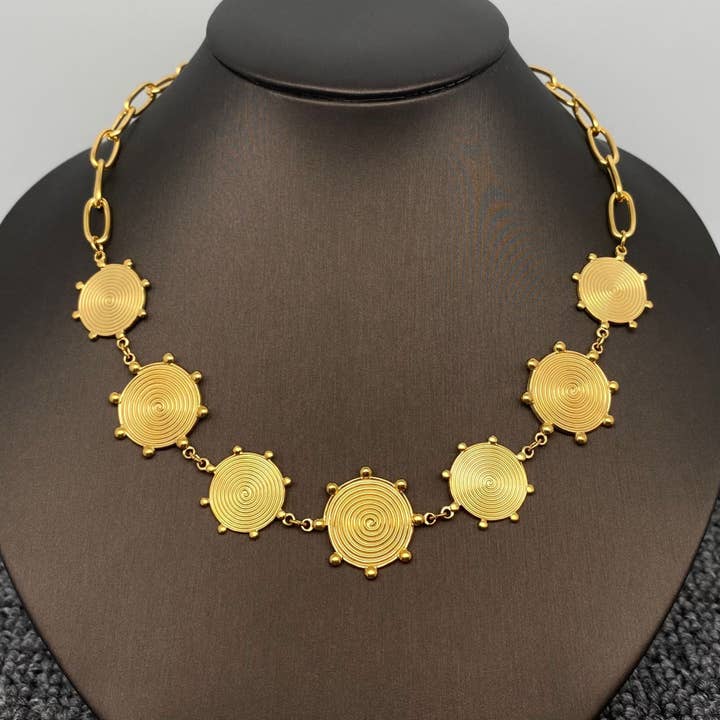 FGS - 18K Gold Plated Stainless Steel Spiral Charm Necklace for wholesale by Mio Queena