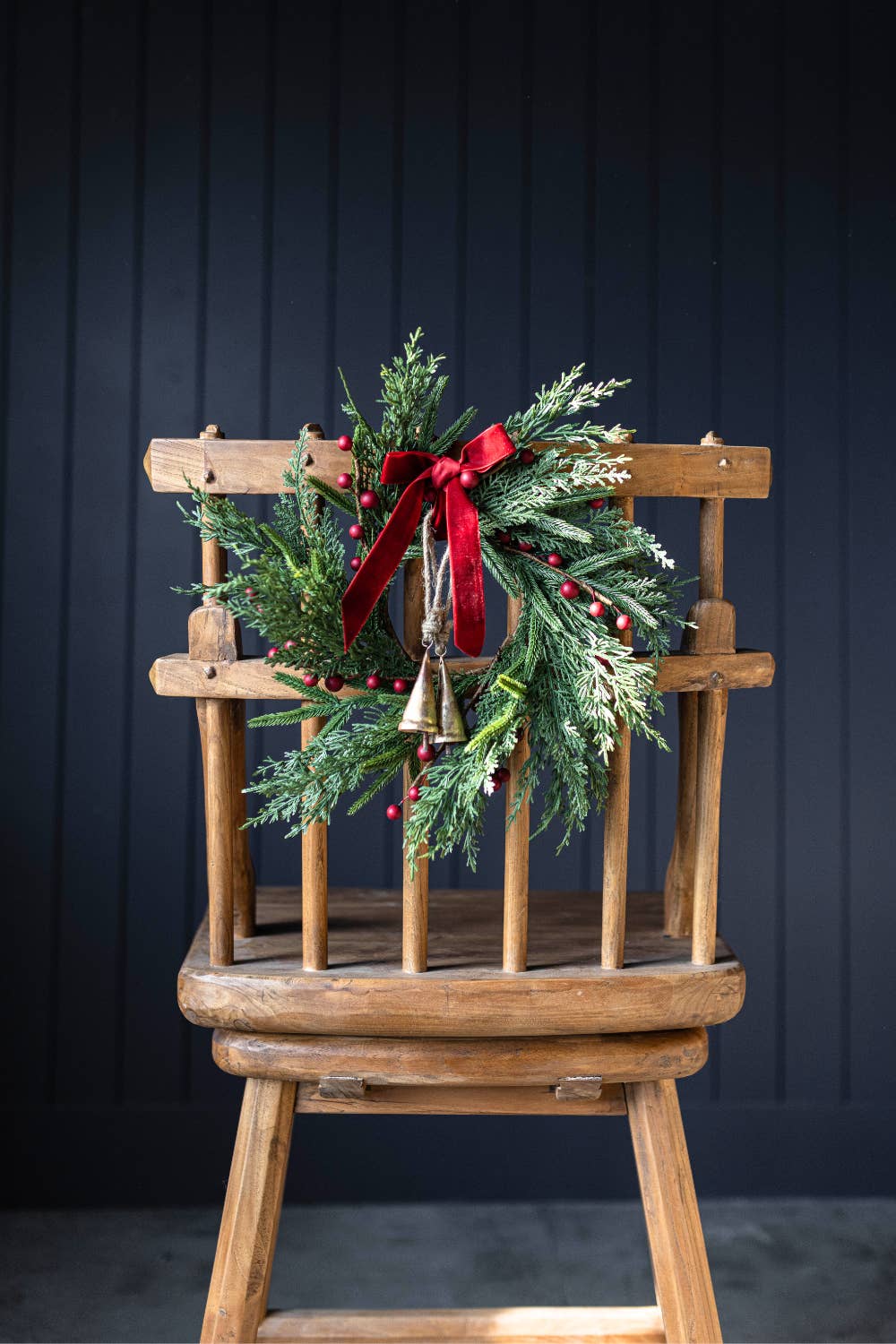 Luxe B Co - Wholesale Wreath - Red Plum Berry Norfolk Cypress Real Touch Wreath - 14"