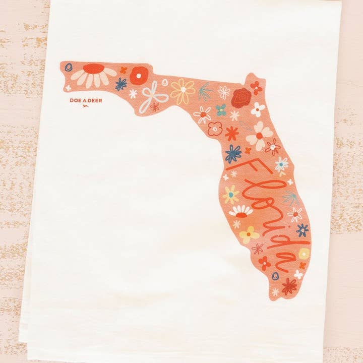 Doe A Deer - Wholesale Tea towel - Florida Floral Flour Sack Towel