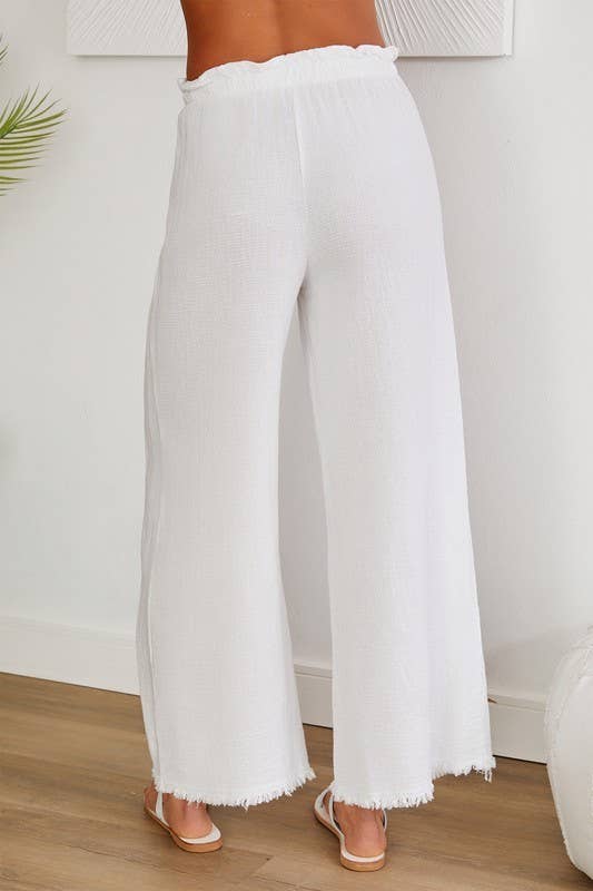 VENTI6 - Vendita all'ingrosso Pantalone - Donna - PANTALONI A GAMBA LARGA CON ORLO A FRANGE IN SETA ITALIANA (6109)12