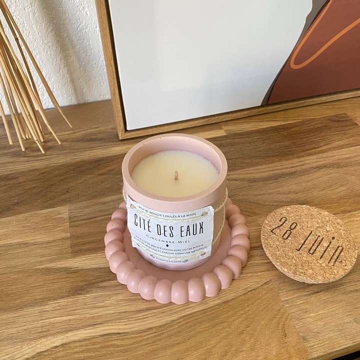 Cachi Portacandele rotondo in Ecoresin - Khaki in vendita all'ingrosso su Faire5