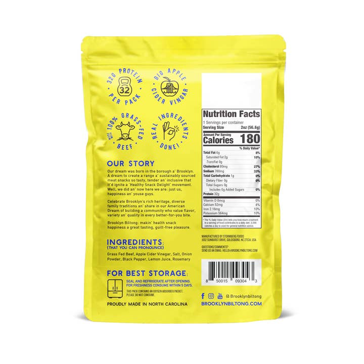 Brooklyn Biltong - Wholesale Jerky - 2oz Grass Fed Biltong Lemon Pepper Sliced Tender Jerky