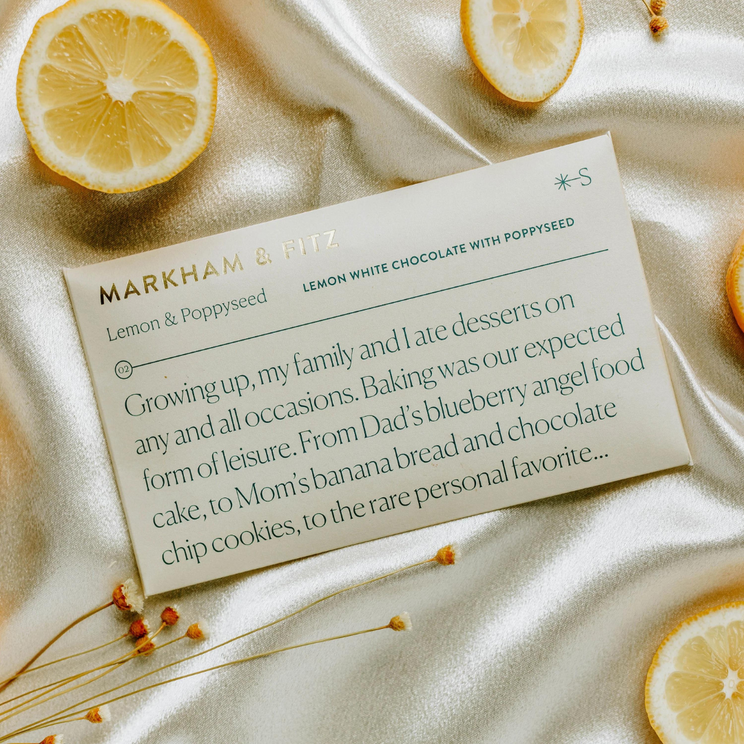 Markham & Fitz Chocolate - Wholesale Chocolate Bar - Lemon & Poppy Seed White Chocolate Bar1