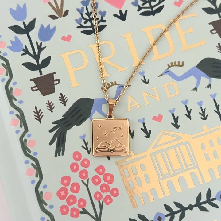 Birds & Books Necklace for wholesale by The Bookish Goods