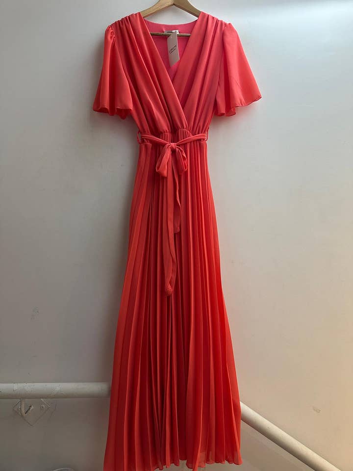LORIANE - Wholesale Dress - Women's - 11033 Long pleated solid dress