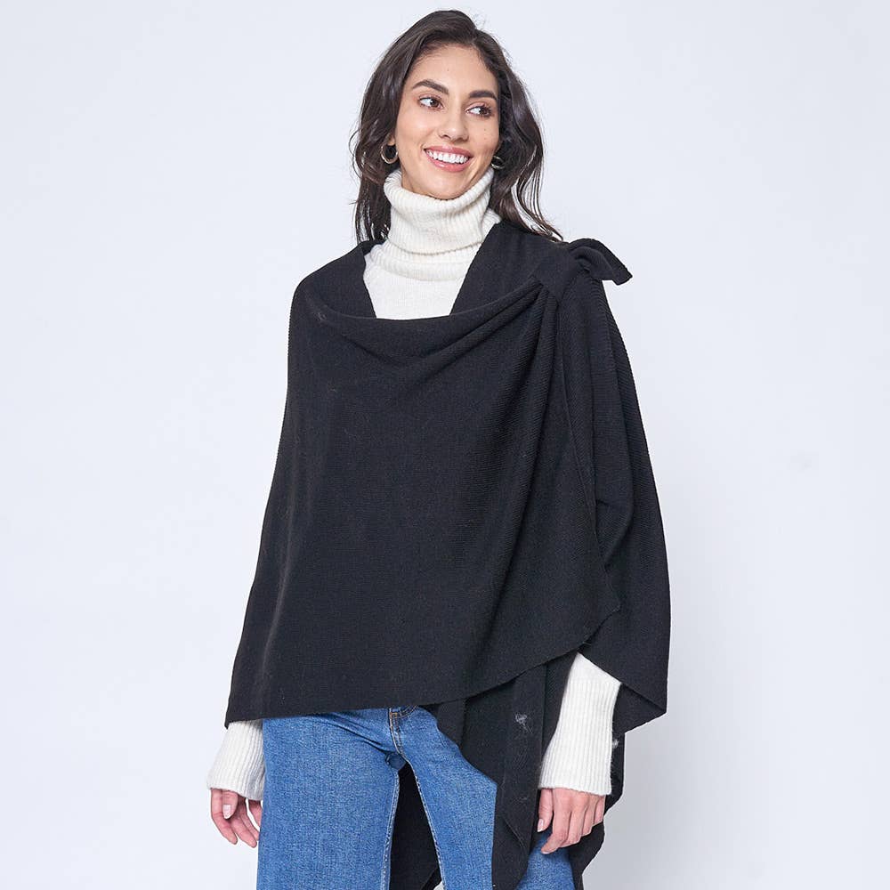 Sensibling Corp. – wholesale Poncho – Women's – Shoulder Strap Solid Ruana Poncho34