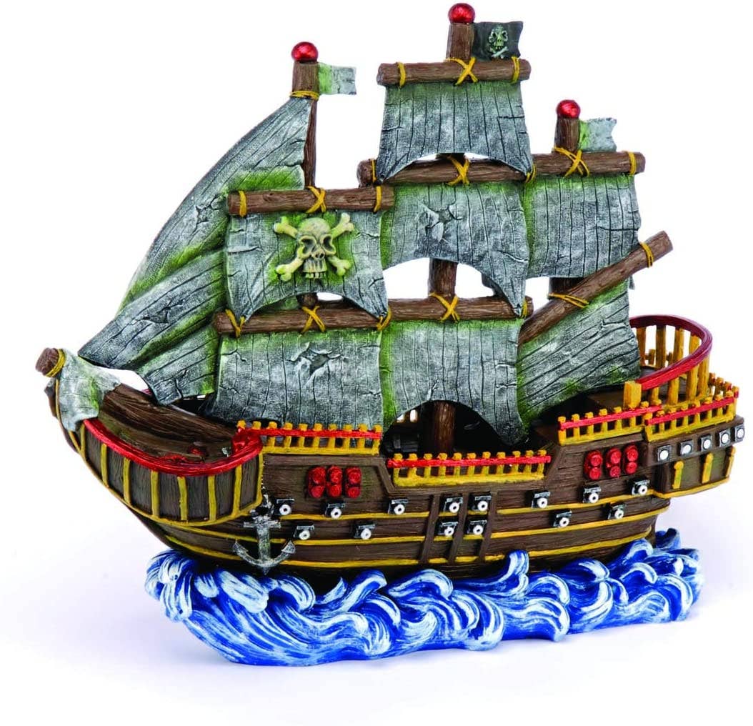 Penn-Plax - Wholesale Decorative Tabletop Object - Wave-Runner Pirate Ship Aquarium Decoration – Large0