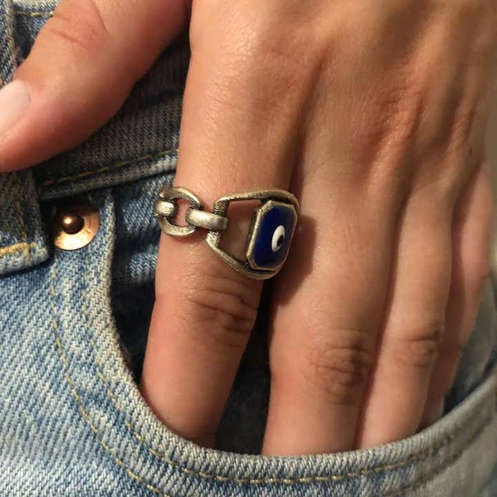 Volare - Wholesale Cocktail/Statement Ring - Evil Eye Open Band Ring1