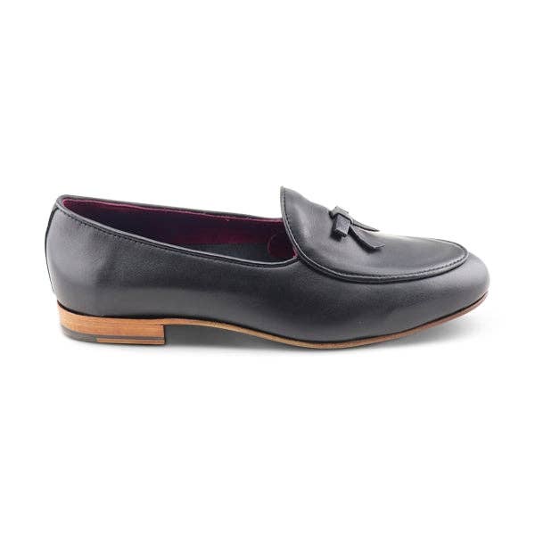 Black leather loafers for wholesale by Otisopse