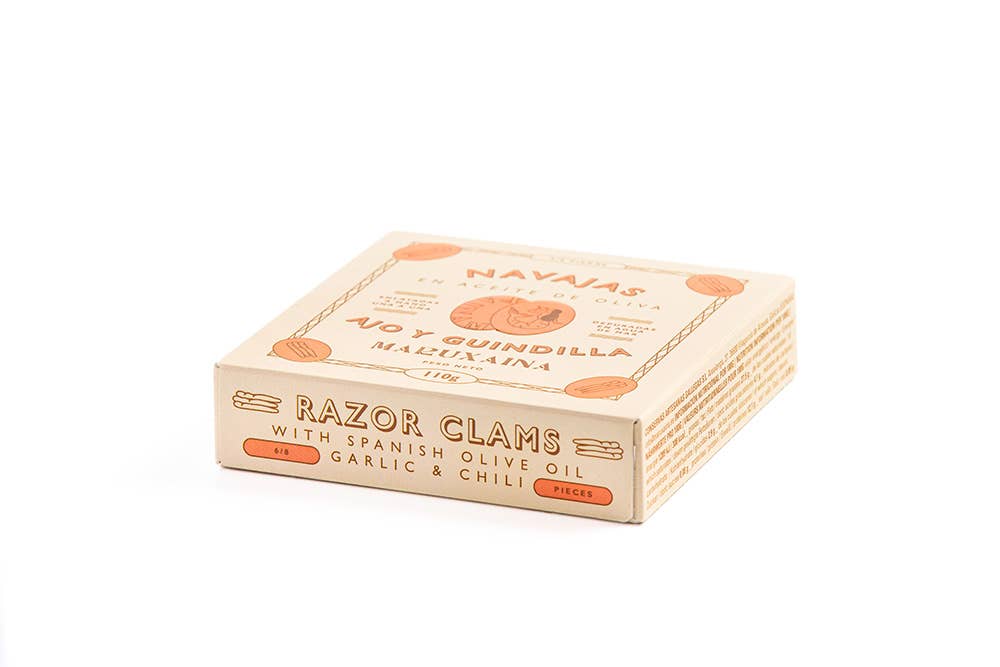 Don Gastronom USA - Wholesale Tinned Fish - Maruxaina. Razor Clams in Spanish Olive Oil, Garlic & Chili.0