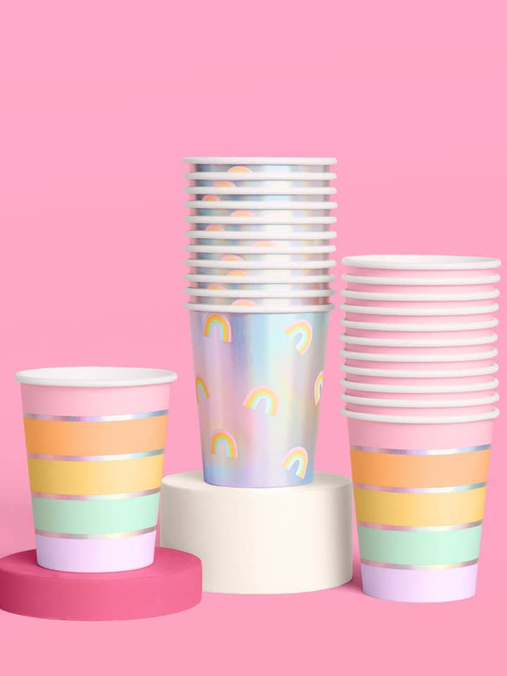 Rainbow Cups - 24 paper cups bday birthday party for wholesale by Petit Fetti