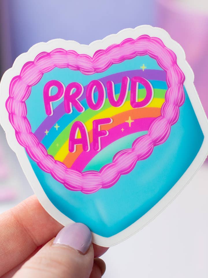 Proud AF Clear Vinyl Sticker for wholesale by Kate & Kris