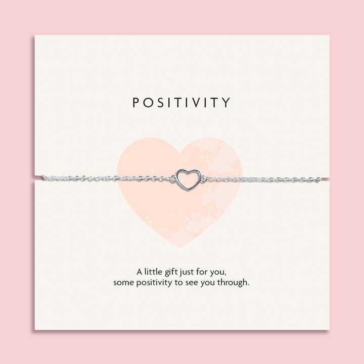 Positivity Silver Heart Bracelet – Thoughtful Encouragement for wholesale by Letterbox Love Bracelets