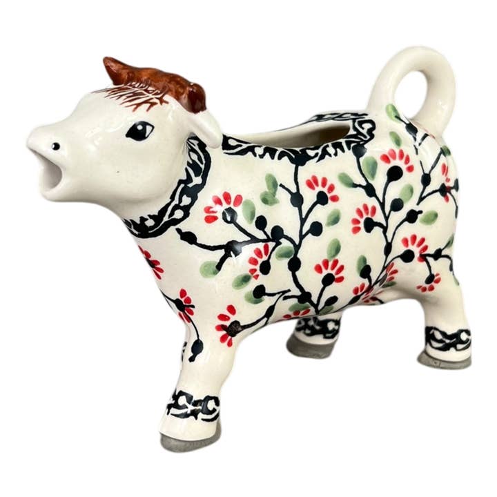 Creamer, Cow, 4 oz in "Cherry Blossoms" by Manufaktura | D081S-DPGJ for wholesale by Polish Pottery Outlet