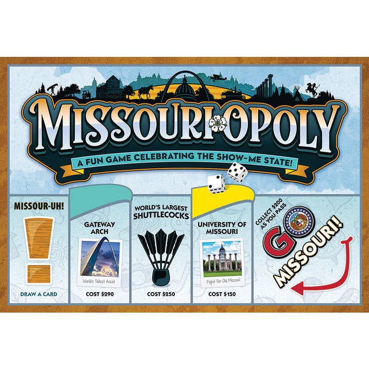 Missouri-Opoly (state) Board Game for wholesale by Outset Games and Cobble Hill Puzzles