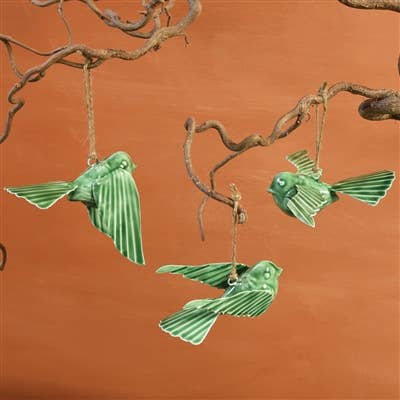 HomArt - Wholesale Decorative Figurine - Tilda Enamel Birds, Green - Set of 31