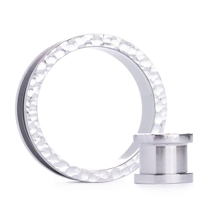 Túnel tornillo trasero de acero plateado martillado para venta al por mayor de Custom Plugs